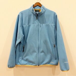 LL Bean Jacket Womens Large Blue Fleece Full Zip Polartec Weather Channel Gorp